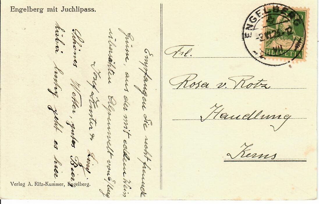 Ansichtskarten: Engelberg  1923 – Gebraucht aus Hochdorf von Ziegel-16 1