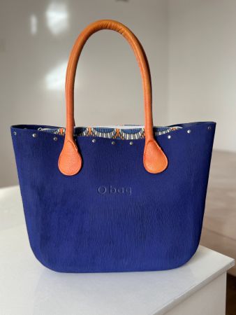 O bag Handtasche – Blau mit orangenen Henkeln💙