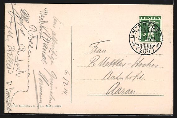Cartoline postali: AK Aegeri-See, Blick über den See, 1914 – Usato da Berlin venduto da bartko-reher 1