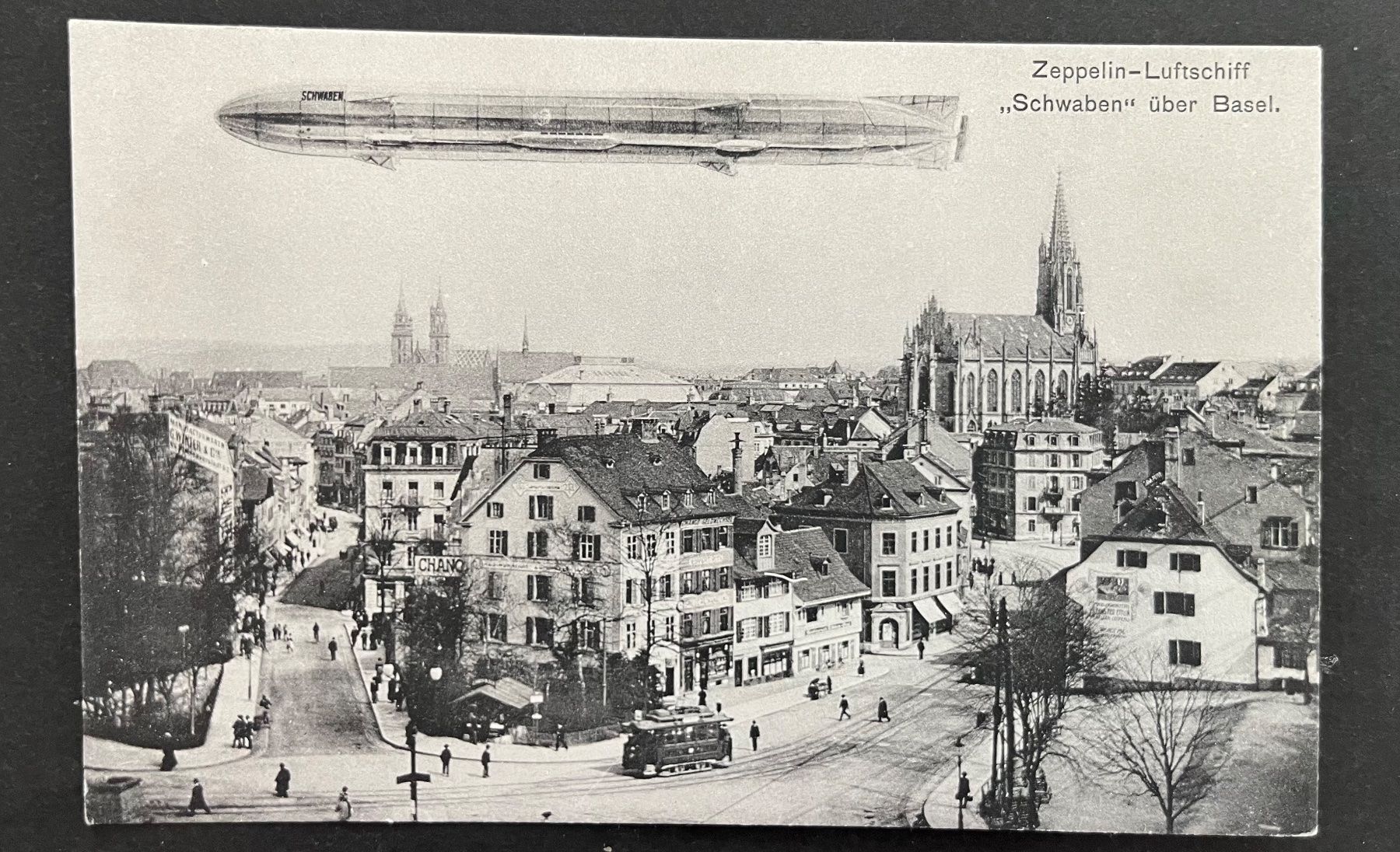 Cartoline postali: Zeppelin-Luftschiff Schwaben" über Basel, ca. 1920 – Usato da Ostermundigen venduto da DaxKarten-75
