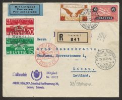 Flugpost Schweiz 1932 Zürich Berlin Königsberg Luftpost