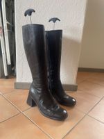 Vintage Mexx Leder Stiefel Y2K 39 Blockabsatz schwarz