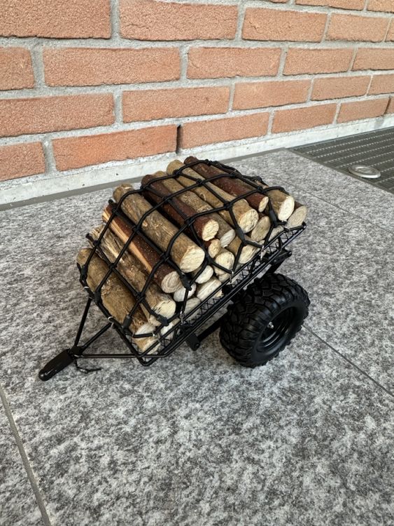 Trolley Da Lavoro Rimorchio Triassale Full Metal Per RC Con Luci LED - PowerHobby PHB5800, Scala 1/10 O 1/14 Carrello Elettrico