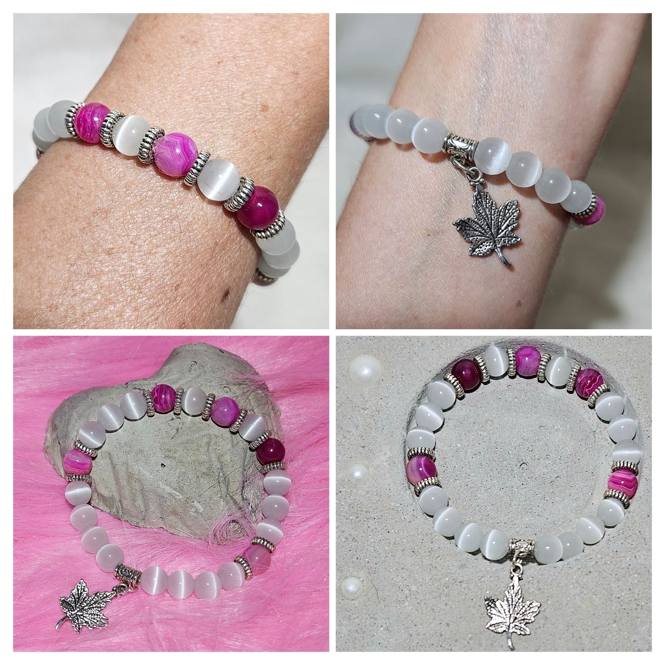 Bracciali & Braccialetti: weiss-Mix Farb Armk. mit Blatt - Spendenaktion – Nuovo (secondo la descrizione) da Unterkulm venduto da Nachtigall