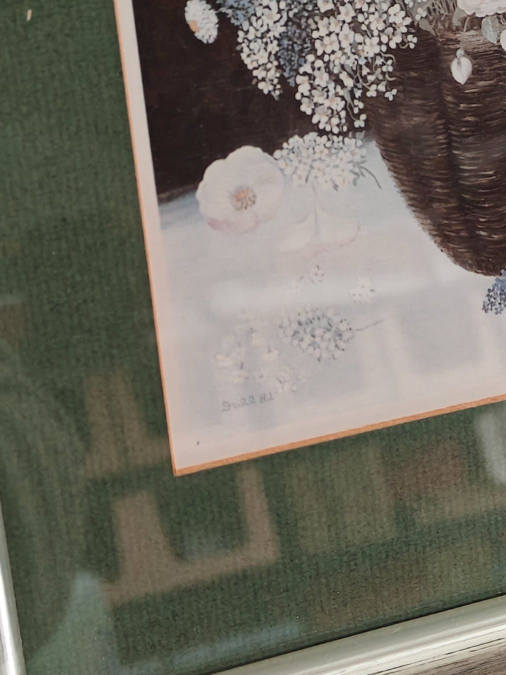 Foto & Immagini: Kunstdruck Blumenkorb - Heide Dahl - Rahmen versilbert – Usato da Birr venduto da DisDas 1
