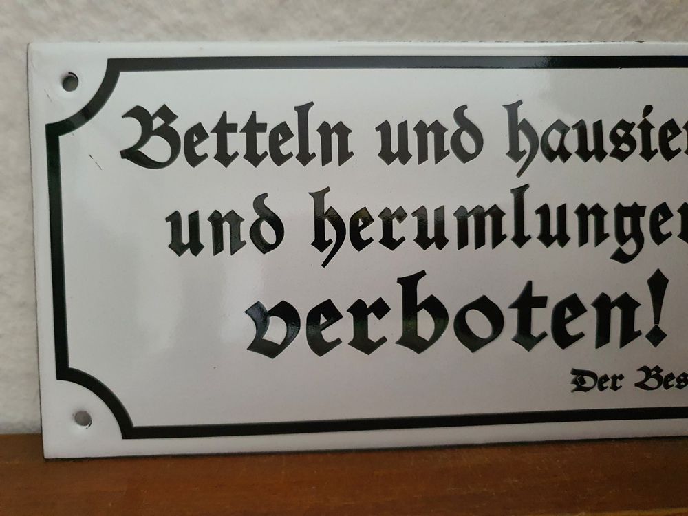 Emailschild Betteln Hausieren Verboten Spruch Emaille Schild Kaufen