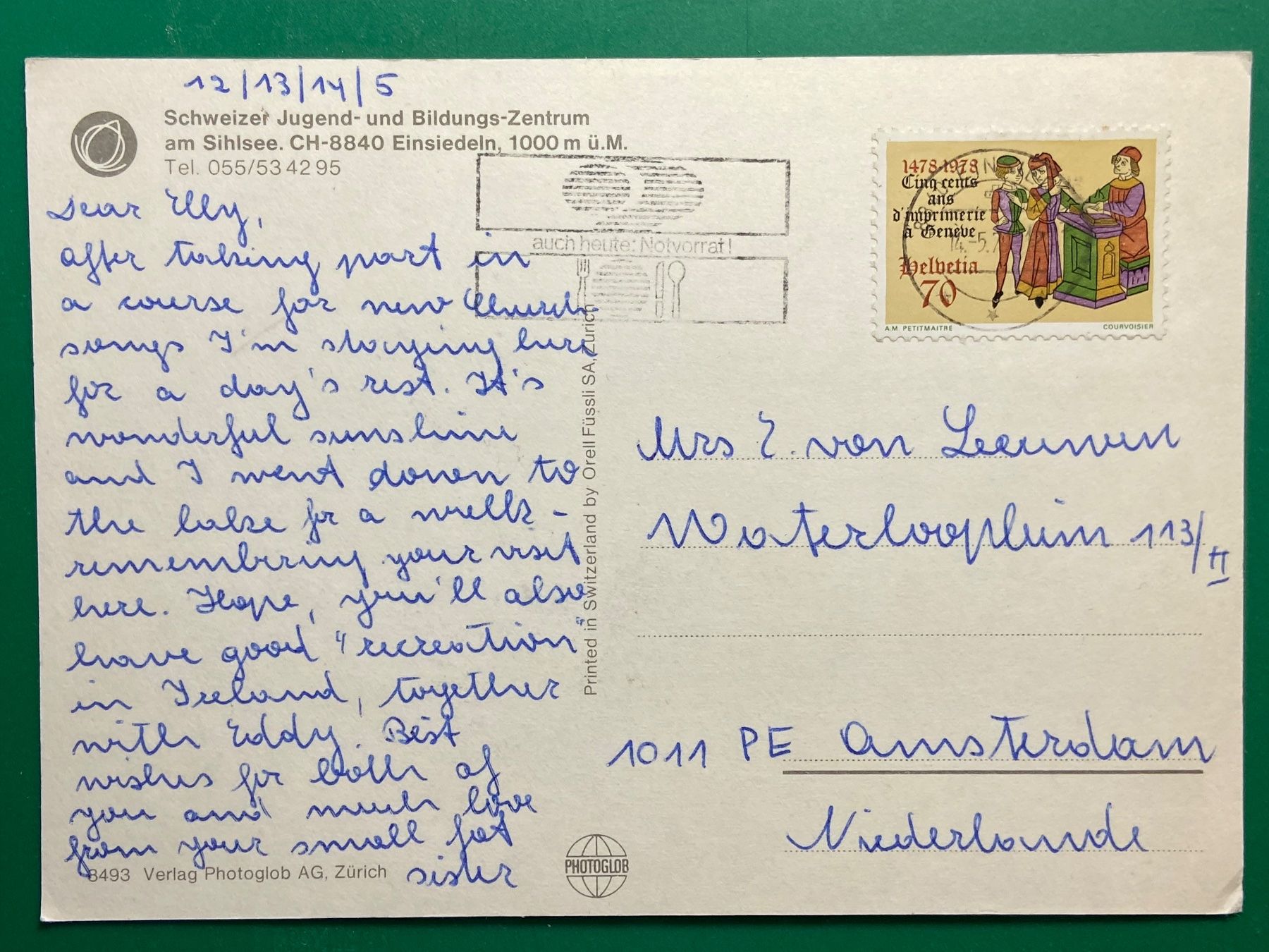 Cartoline postali: Schweizer Jugend- und Bildungszentrum, Einsiedeln – Usato da Steg VS venduto da _vinci_ 1
