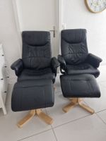 2 Relaxsessel mit Hocker – Schwarz – Sehr guter Zusta
