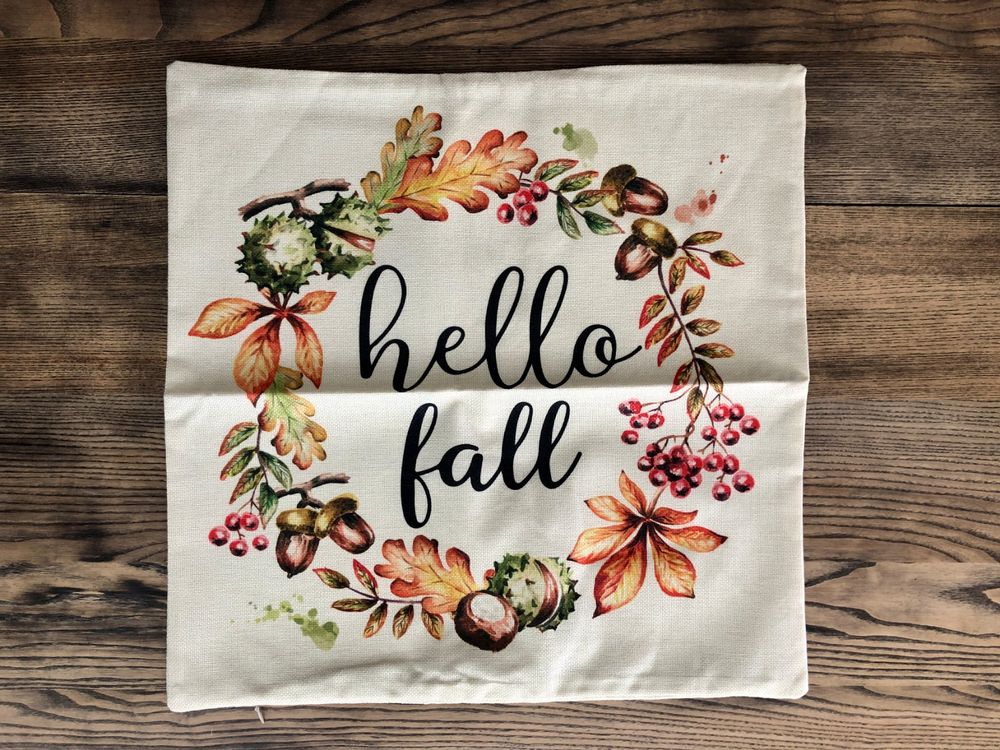 Kissenbezug Herbst Spruch Blätter Deko hello fall 45 x 45 cm Kaufen