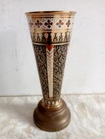 Elegante Vintage Vase Messing m. hübschem Golddekor verziert