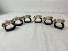 Serviettenringe Keramik Rosa Rosen 6 Stk.