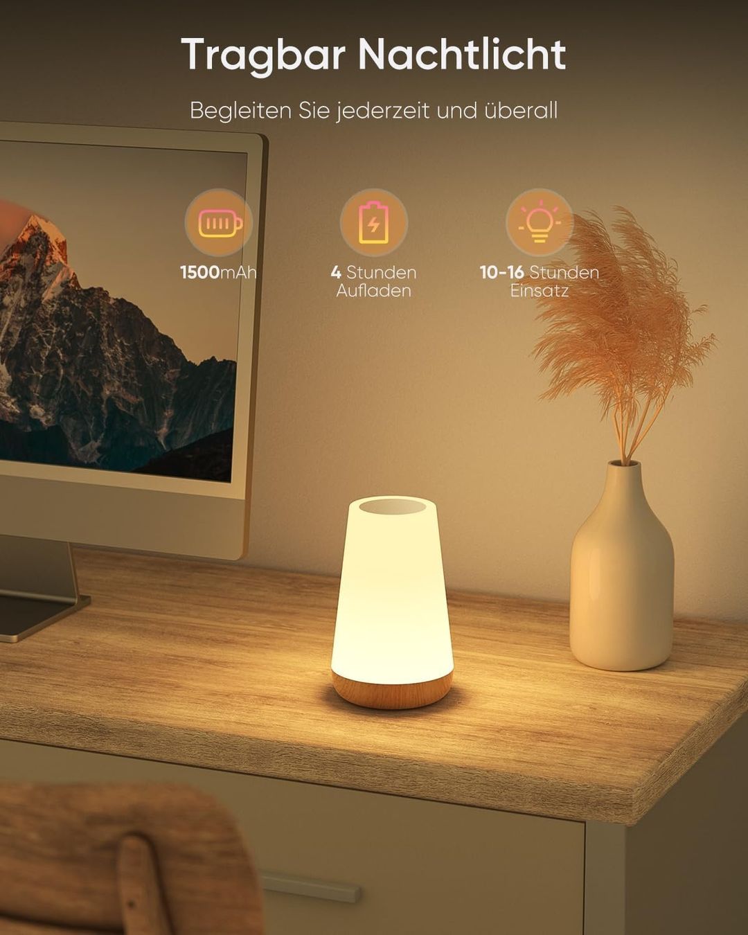 Lampade: Nachttischlampe LED Touch Dimmbar mit 13 Farben – Nuovo e nell'imballaggio originale da Châtelaine venduto da topshop.switzerland 6