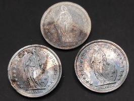1942 / 1953 / 1957 - 1/2 Franken - Silber