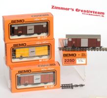 4 BEMO RhB ged. Güterwagen, H0m OVP,