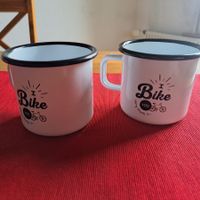 2 Emailbecher, wie neu,Tassen, Campingbecher, Bike to Work!