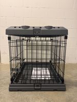 Hundetransportbox Metallgrau mit Fachboden gute Zustand