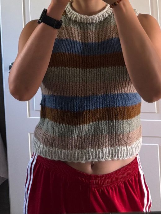 Top: Stricktop mit Streifen, Grösse S, handmade – Usato da Schaffhausen venduto da Norator2000 1