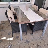 Gartentisch mit 4 Stühlen Polyrattan Glasplatte guter Zustan