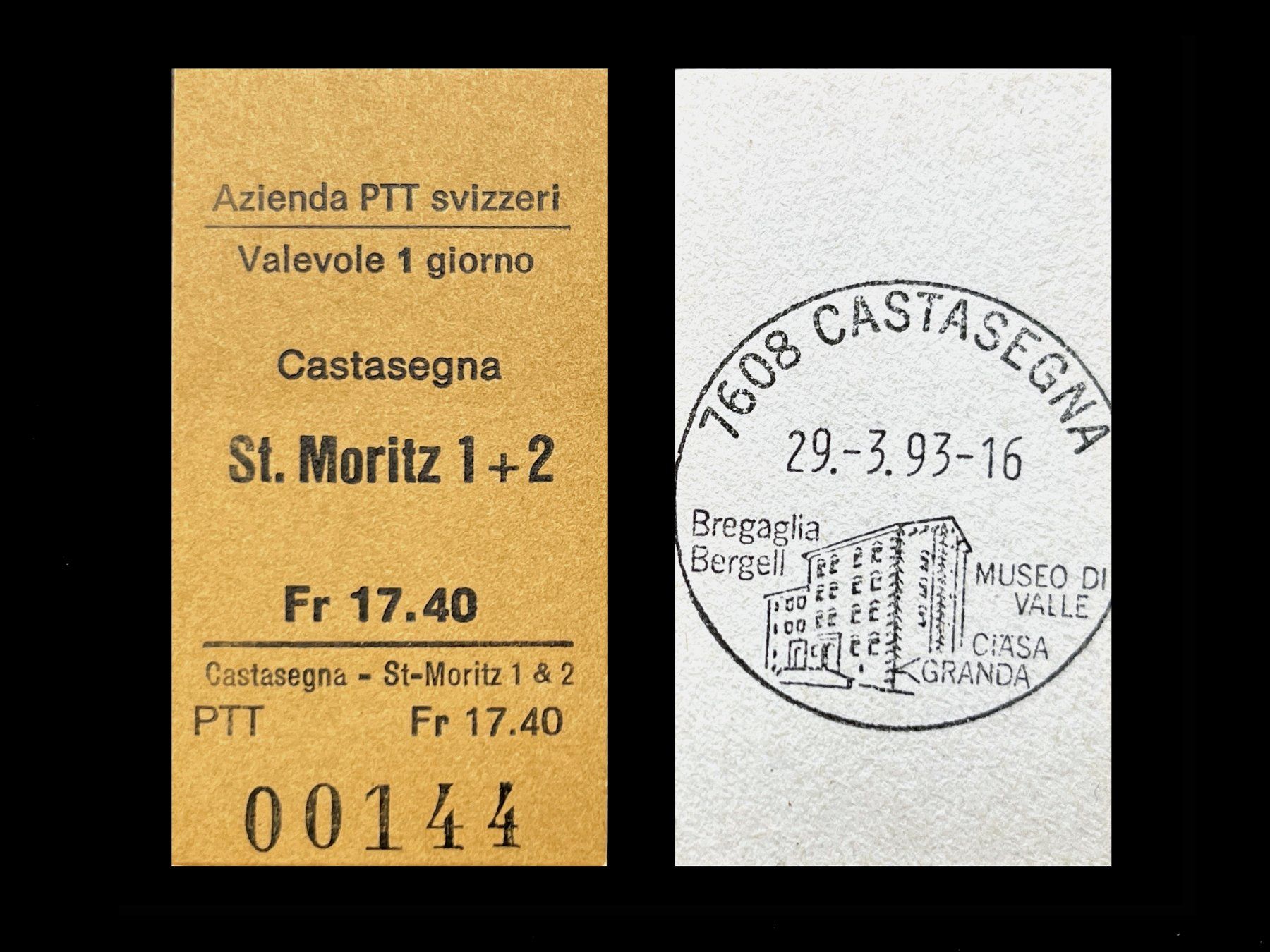 Tickets: Castasegna St.Moritz Postauto Edmondsonsches Billett Karton – Neu (gemäss Beschreibung) aus Bern von AWiBe