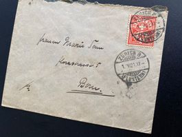 Kuvert 10er Ziffermuster 1.IV. 1901 Zürich Fluntern - Bern