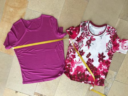 2 T-Shirts, Pink gemustert/ uni, knitterarm