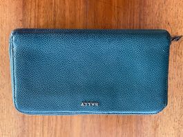 BALLY Vintage Geldbörse/Portemonnaie Leder petrol Reissversc