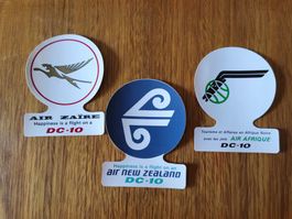 3 x Douglas DC-10 Sticker / Kleber Air Zaire,Afrique,NewZeal