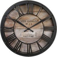 Wanduhr Vintage – Schwarz & Holz D39 cm