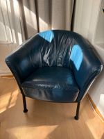 Sessel Leder dunkelblau mit Gebrauchsspuren guter Zustand