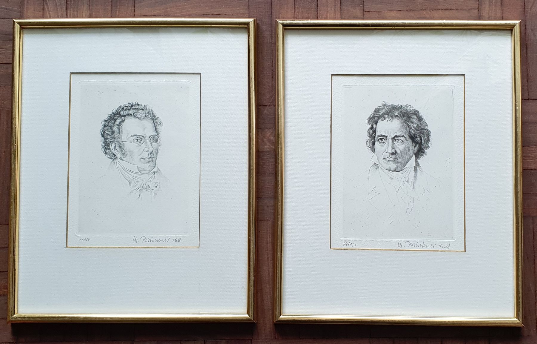 Dipinti: 2 Radierungen Beethoven & Schubert, im Goldrahmen – Usato da Kreuzlingen venduto da Rschweiz1