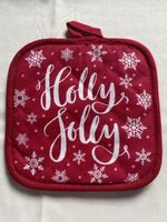 Holly Jolly Christmas Pot Holder Red White New