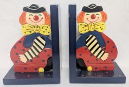 Vintage Clown Design - Buchstützen - Holzfiguren