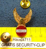 KAWASAKI MOTO LOGO SCHMUCK 2NÄGEL-PIN GOLDIG M.SECURITY-CLIP