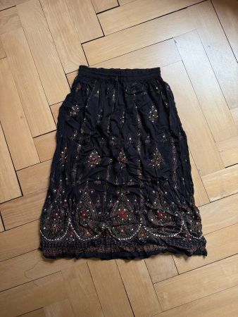 Hippie Ethno Rock schwarz mit Stickerei