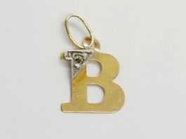 Gold Anhänger "B" mit Diamant 585er Gold 14k