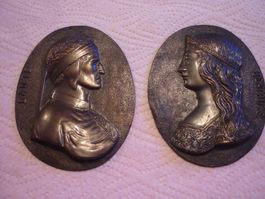 Bronze Plaketten Beatrice & Dante Alighieri