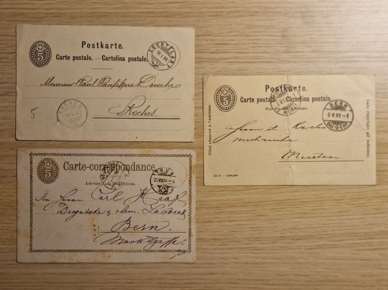 Documenti: Postkarten 1874, 1886 und 1902 – Usato da Ortschwaben venduto da Ruebezahl
