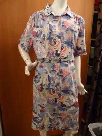 Shirtkleid, Gr. 46, weiss-bunt