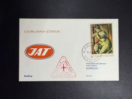 JAT Erstflugbrief Ljubljana-Zürich 1970