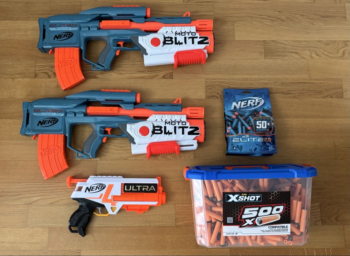 Nerf Giocattoli: Nerf Gun Set: 3 Blaster + über 500 Darts – Nuovo (secondo la descrizione) da Sisseln AG venduto da sam_mb8z