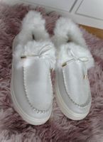 Winter-Slippers, Kuschelige Hausschuhe, Weiss, Grösse 39