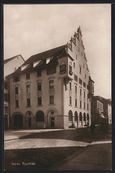 Cartoline postali: AK Aarau, Blick auf die Postfiliale – Usato da Berlin venduto da bartko-reher