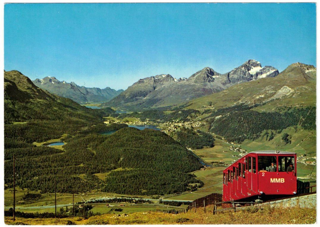 Ansichtskarten: St. Moritz - Standseilbahn Muottas Muragl – Gebraucht aus Binningen von Mountainrider