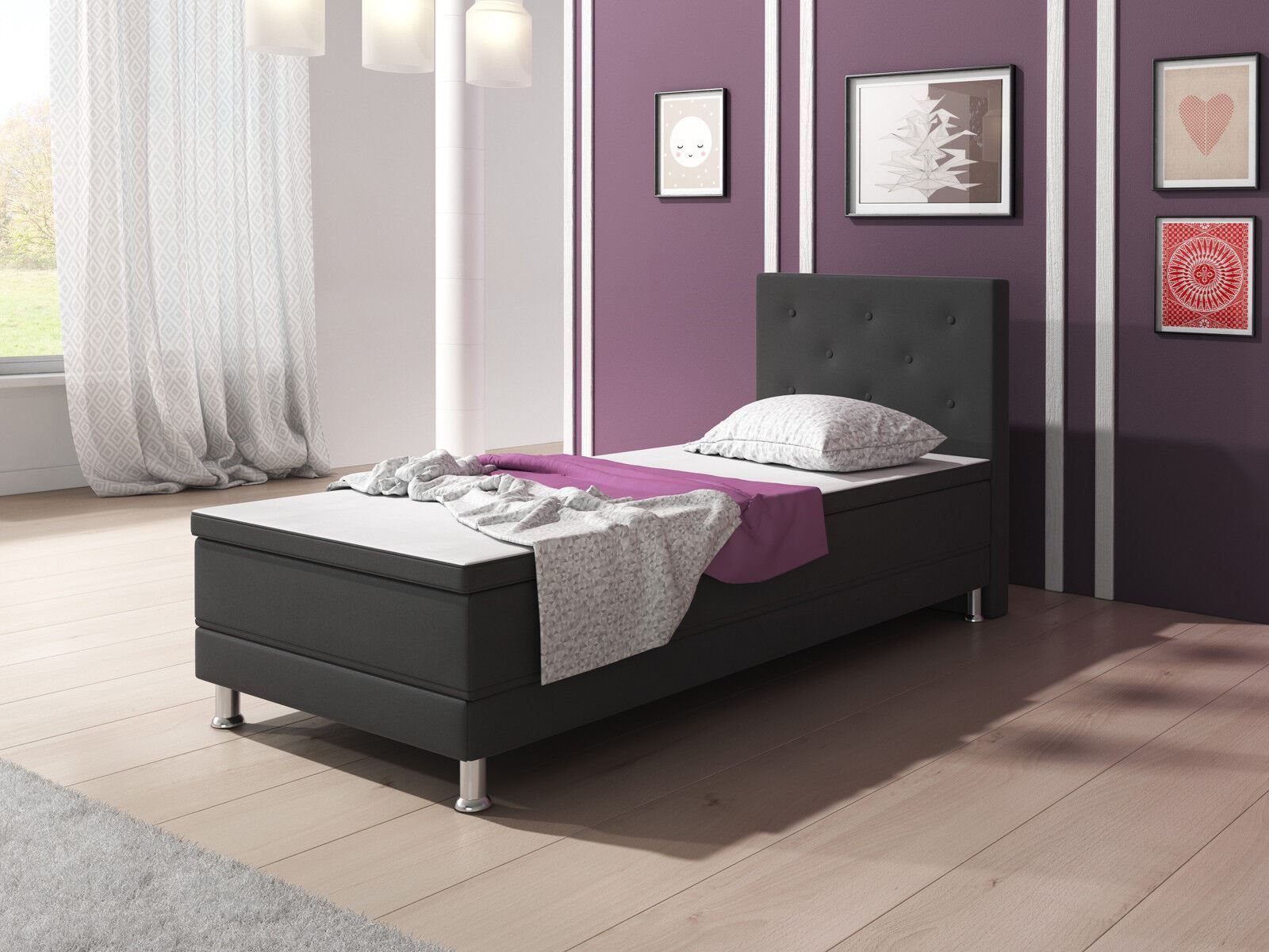 Letti: Boxspringbett 90x200 Anthrazit Hotelbett Einzelbettbett Bett – Nuovo e nell'imballaggio originale da Wallenwil venduto da toesstal-vertrieb