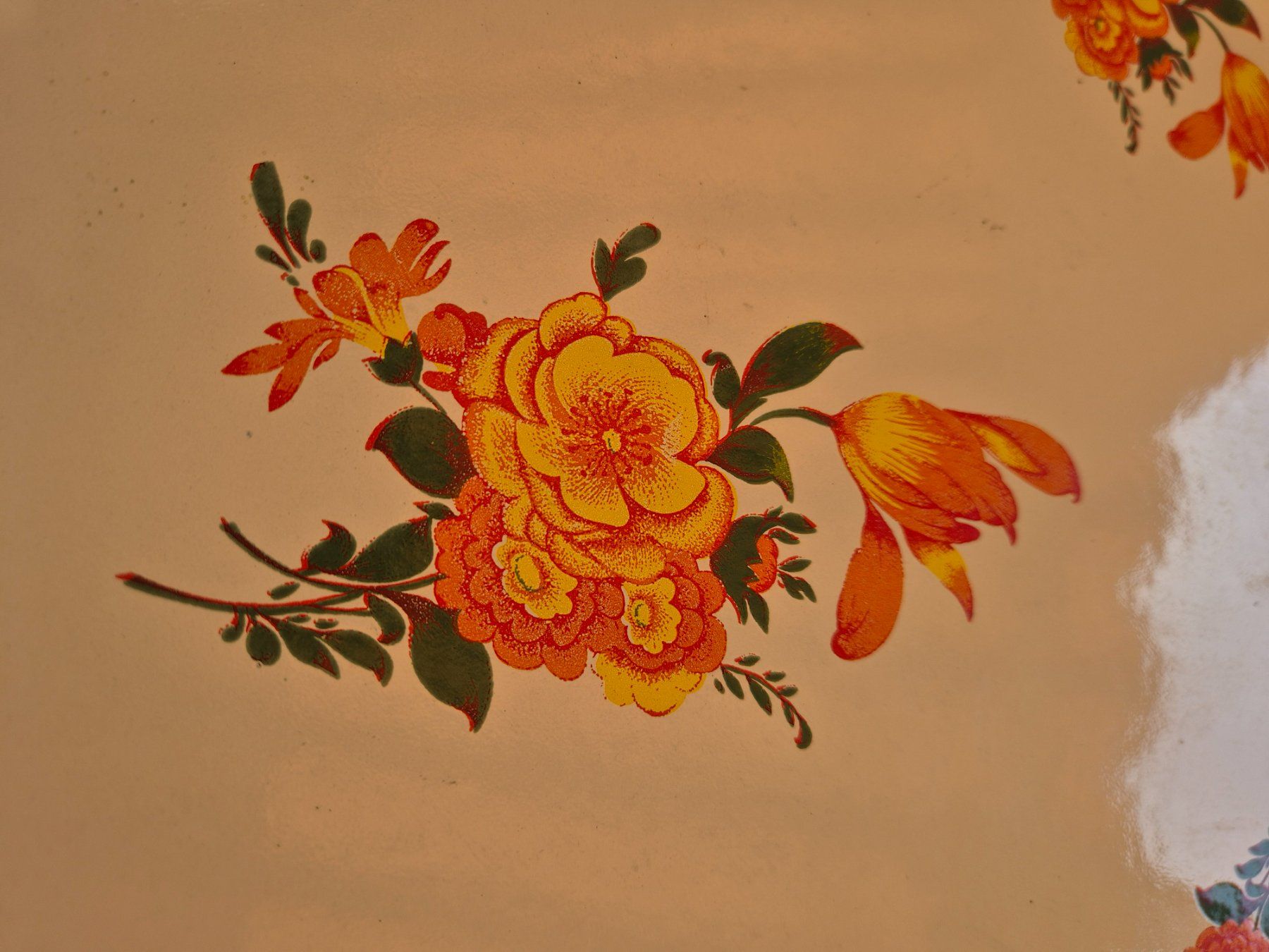 Servierplatten: Tablett rund mit Blumenmuster, vintage, 55 cm – Gebraucht aus Bern von aronari 6