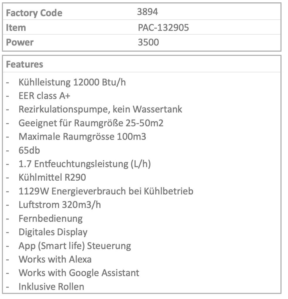 Klimageräte: Mobiles Klimagerät EMERIO – Neu (gemäss Beschreibung) aus Thun von Waggis02 2
