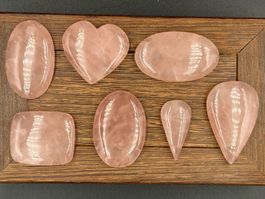 Set aus 7 Cabochons, 100g Rosenquarz
