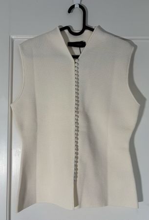 Damen Stricktop ärmellos weiss Grösse L mit Knöpfen