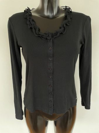 Street One Frilla Jäckchen Jersey Gr. 38/S-M schwarz Rüschen