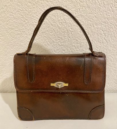 Vintage Handtasche Leder braun 